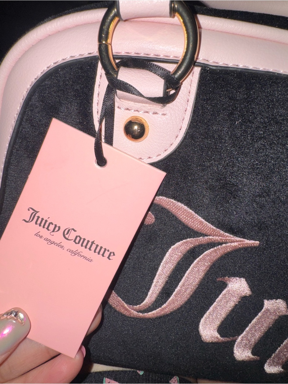 Juicy Couture Black and Pink Dome Satchel with Heart Charm - Picture 6 of 7